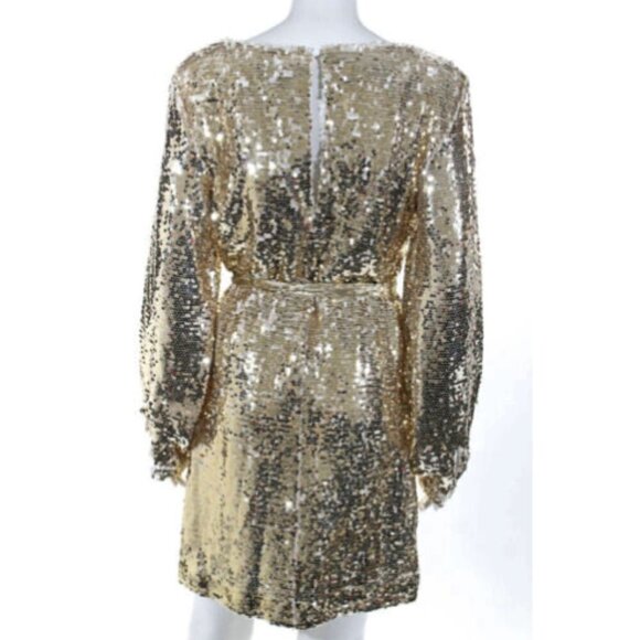 NBD Gold Sequin Long Sleeve Mini Dress XS NEW - Picture 3 of 10